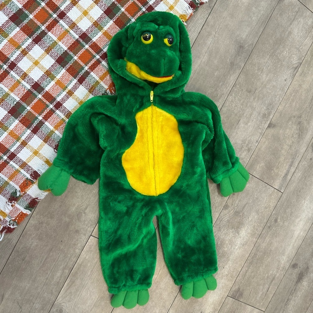 Vintage Frog Toddler Halloween Costume Chrisha Playful Plush Sz 2-4T Head Hood - Picture 8 of 16